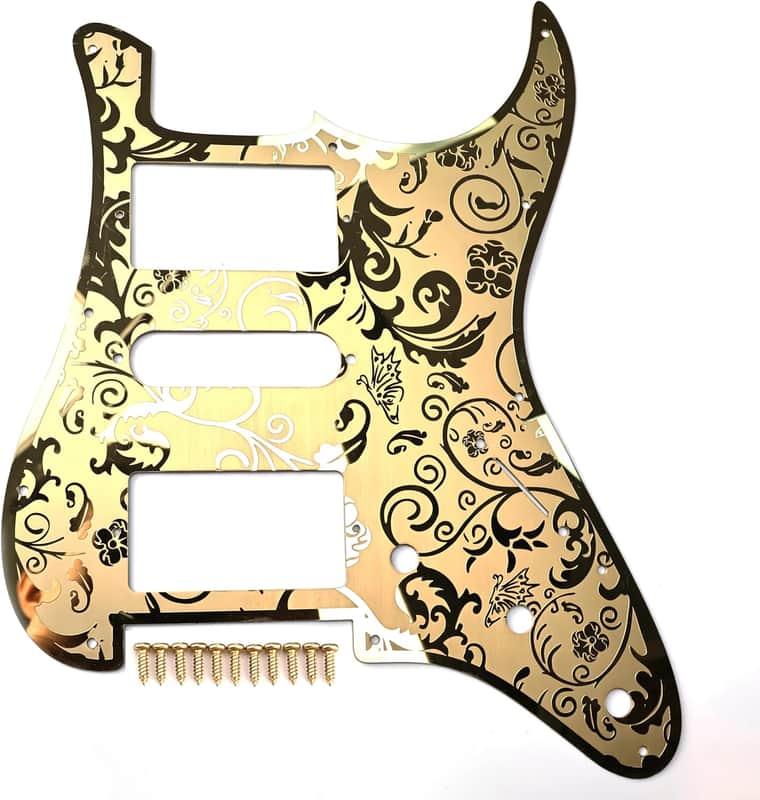 Strat Style 11 Hole Stainless Steel Engraved Pickguard HSH - | Reverb