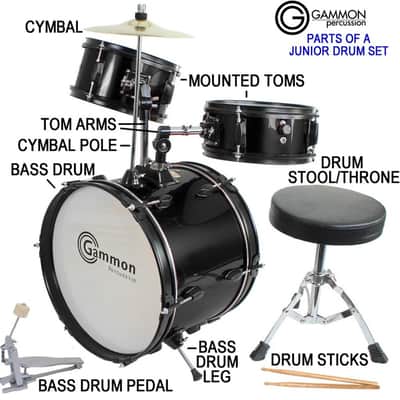 Gammon Drum Set Blue Complete Junior Kit With Cymbal Sticks Hardware And Stool image 2