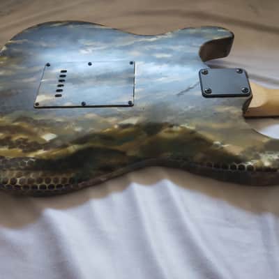 Stratocaster Style Electric Guitar, Custom Camouflage Paintjob 2010s Camouflage image 13