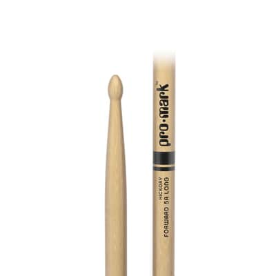 Pair of Promark Forward 5A Long Hickory Wood Tip Drumsticks - TX5ALW Sticks image 3