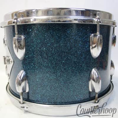 Pearl 12x8"Tom Drum Blue Sparkle Vintage 60s MIJ Japan 6Ply+Re-Rings Sling-Copy image 4