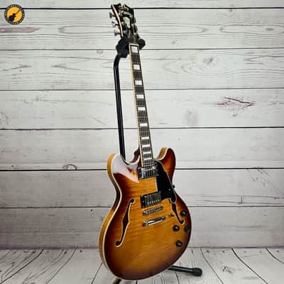 D'Angelico Premier DC Semi-Hollow Double Cutaway with Stop-Bar Tailpiece 2023 - Present - Dark Iced Tea Burst image 2