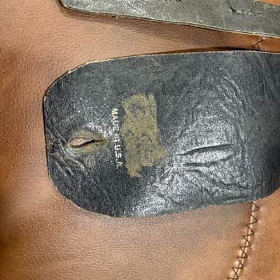 Guitar Center Vintage Leather Guitar Bass Strap -3.25" wide Black / Grey - Suede back- fixed ends image 2