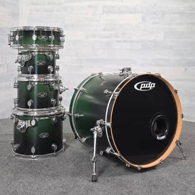 Used Pacific MX 5pc Drum Set Satin Green to Black Fade - Fair