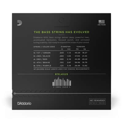 D'Addario NYXL Nickel Wound 45-125 5-String Bass Guitar Strings, Long Scale [NYXL45125] image 3