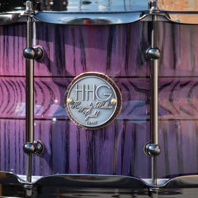 HHG Drums 14x7 Contoured White Ash Stave Snare Drum, Purple Burst High Gloss Lacquer image 2