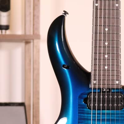 MusicMan Majesty 7 John Petrucci Signature Electric Guitar - Ebony Fingerboard, Titan Blue image 4
