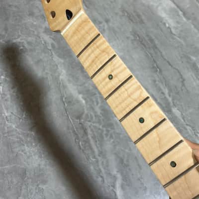 Stainless 22Frets gloss DIY Natural color Flame Maple Electric guitar Neck image 1