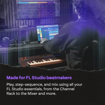 Novation FLkey 2 61 — 61-Key MIDI Controller Keyboard for FL Studio. Make Beats with Semi-Weighted Keys, USB, Pitch & Mod Wheels, 16 Drum Pads, and Arpeggiator — Inc. 6 Months of FL Studio image 5