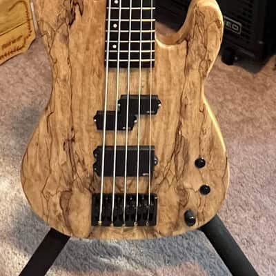 Ladny Guitars Custom Handbuilt P/MM 5 String Ash/spalted/maple/wenge P Bass 2022 Spalted Maple 1/“ top image 2