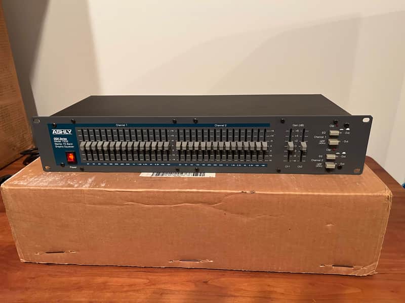 Ashly GQX series model 1502 15 band graphic equalizer - USA made - dark grey - original owner and packaging image 1