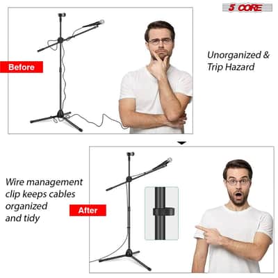 5 Core Microphone Stand Set 2 Pack with Adjustable Tripod Base and Boom Arm image 8