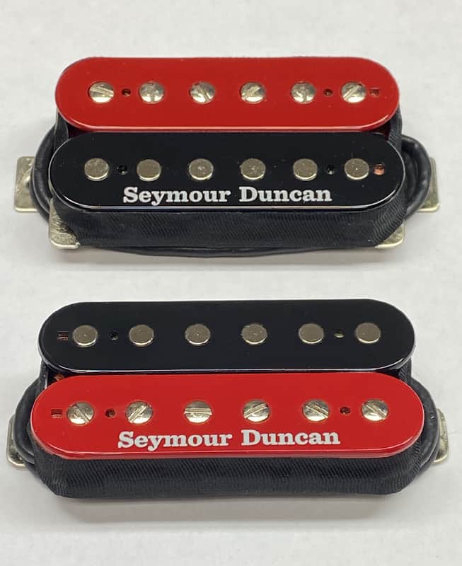 Seymour Duncan TB-4 JB & SH-2 Jazz Hot Rodded Trembucker Red & Black Zebra Guitar Pickup Set image 1