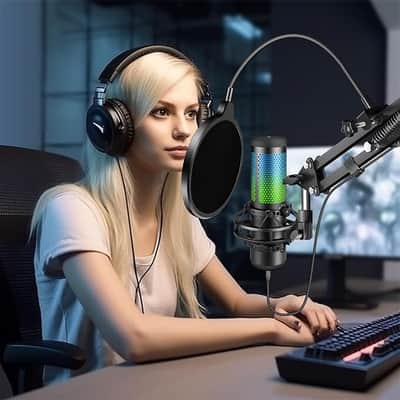 Aokeo Professional Microphone Pop Filter Mask Shield For Blue Yeti and Any Other Microphone,Mic Dual Layered Wind Pop Screen With Flexible 360° Gooseneck Clip Stabilizing Arm image 2