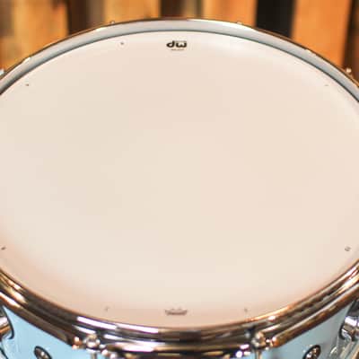 DW 5.5x14 Collector's Maple Solid Sky Blue Super Solid Snare Drum - SO#1288932 image 4