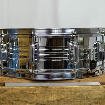 1970s Pearl 5x14 "Jupiter" B-4514 Chrome Over Brass Snare Drum image 5