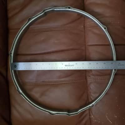 Vintage LEEDY 15" RIM NOB SNARE BOTTOM Heavy NICKLE over BRASS RIM hoop HEAVY! * MUSICAL TONE 1920s 1930s 1940s 1950s image 4
