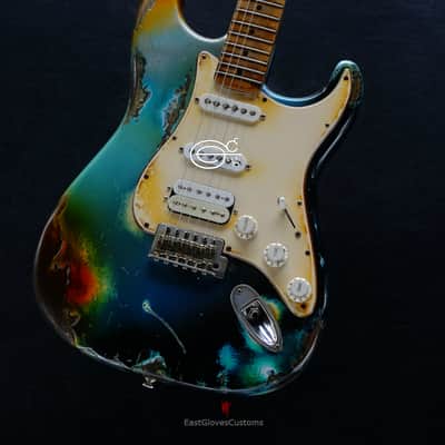 Fender Stratocaster HSS Galaxy Blue Aged Relic by East Gloves Customs (RARE) image 12