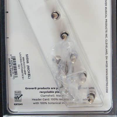Grover 505N6 Mid-Size Roto-Grip Locking Rotomatic Tuners 6 In-Line, Nickel Finish image 5