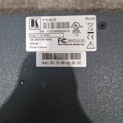 Kramer VS-81H 8x1 HDMI Switcher  - Seamless Switching, High Resolution - Very Good image 8