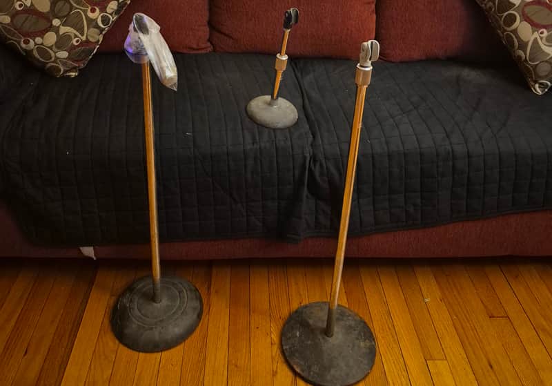2 Straight Floor Stands & 1 Desk/Tabletop Stand Weighted mic stands 1950-1970's image 1