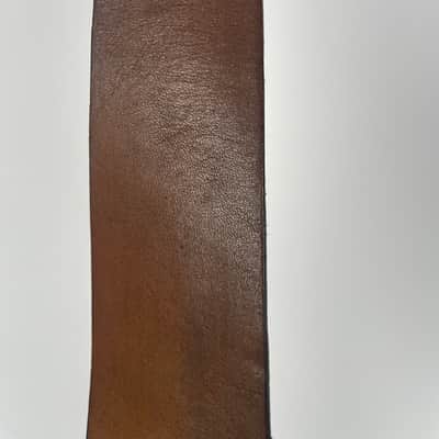 Vintage Handmade Wide Leather Guitar Strap – Brown 41” x 4” image 7