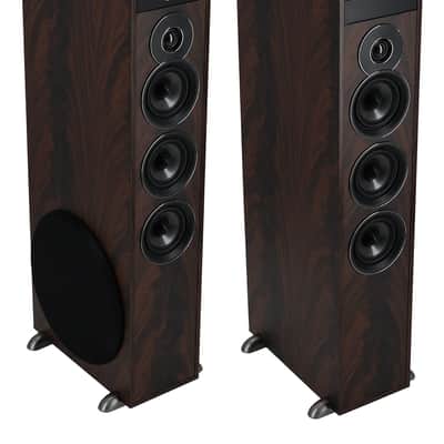 Rockville TM150D Dark Wood Powered Home Theater Tower Speakers 10" Sub/Bluetooth image 1