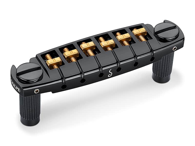 Schaller Germany Signum Wraparound Locking Guitar Bridge, BLACK w/Brass Saddles Bild 1