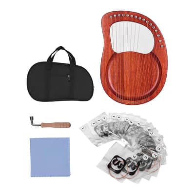 16-String Wooden Lyre Harp Metal Strings Mahogany Solid Wood String Instrument with Carry Bag image 7