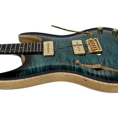 Valenti Guitars Nebula Carved Semi Hollow, Ocean Blue, 1 0f 5, NEW (Authorized Dealer) image 3