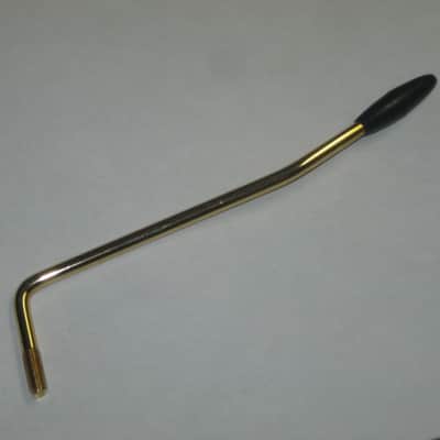 very lightly used Squier Gold Trem Bar with Black Tip, 6mm large threads (metric 6M, IMPORT) (for Squier Affinity and Classic Vibe Strat that use 6mm large thread trem bar - can be for other brand model guitars) 2000-2020 (NOT for USA or MIM Strats) RIGHT image 6