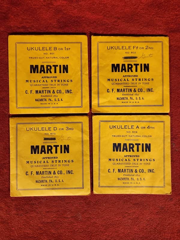 Vintage 1950s Martin Ukulele String Bags w/ 1st, 2nd & 3rd Strings image 1
