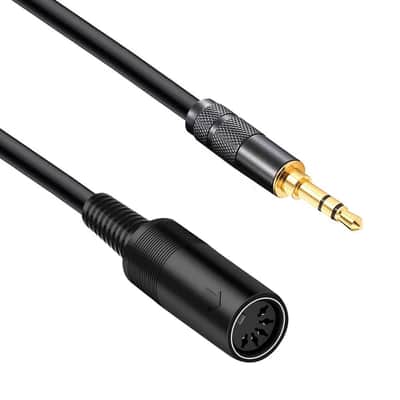 5 pin din MIDI Female to 3.5mm Male Breakout Cable Midi Female to TRS 3.5mm for Akai,Korg, Line6,LittleBits Male MPC Studio,Touch,MPX8,Electribe 2,SQ-1