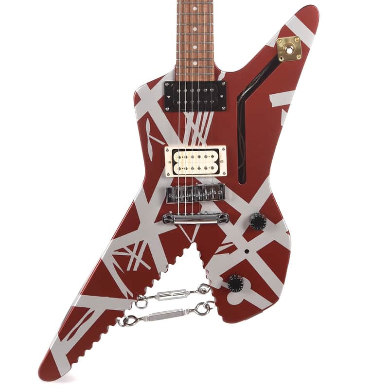 EVH Striped Series Shark Burgundy/Silver Stripes image 2