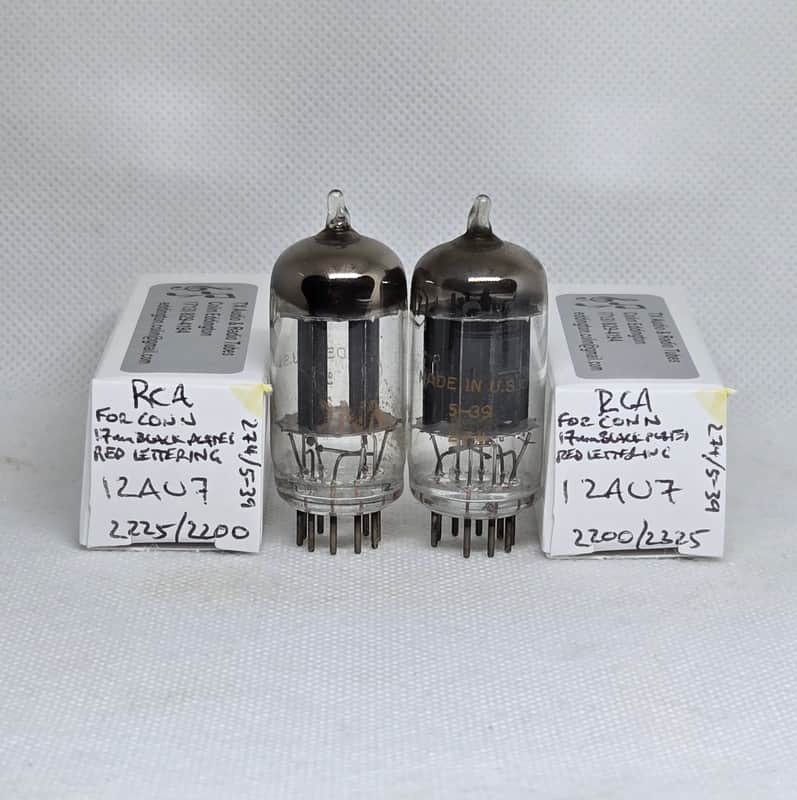 RCA Made For Conn 12AU7 Long Black Plate Well Matched (5.3%) Pair NOS 12AU7A ECC82 image 1