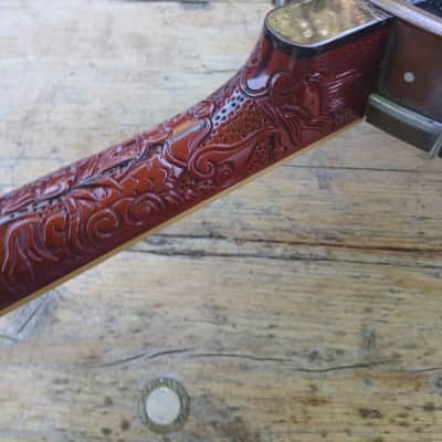 Long neck banjo - E tuned - vintage body and lovely carved neck Unbranded 70's maybe - Brass image 7
