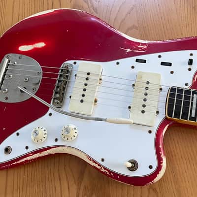 Fender MIJ JM66B Jazzmaster 1990's Candy Apple Red Nitro Relic Duncan Antiquities Spitfire Wide Bevel Pickguard image 5