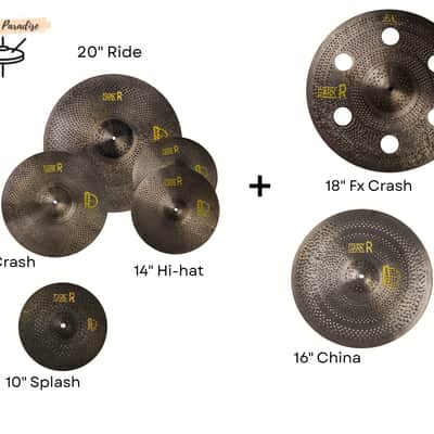 Agean Cymbals Dark R Low Noise Cymbal Set + 18" FX Crash + 16" China + 10" Splash image 1