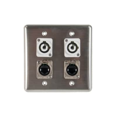 OSP Audio Quad Wall Plate  w/ 2 Tactical RJ45 Ethernet & 2 Powercon Gray B image 1