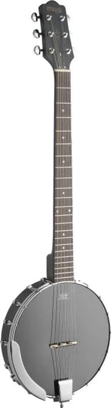 6-String open back guitar banjo with guitar headstock image 1