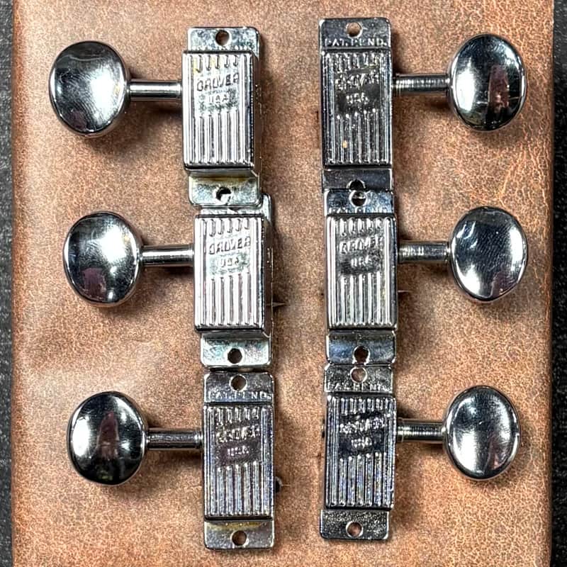 1960s Grover V100 (H100) Nickel Slimline Vintage 3+3 Tuners Tuning Machine Set For 60s Martin / Rickenbacker! image 1