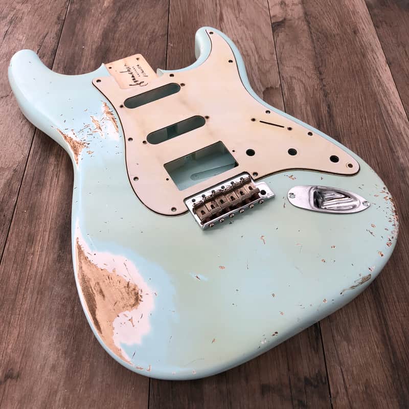 FRANCHIN Mercury guitar body Heavy Relic Aged Sonic Blue 100% Nitro Lacquer HSS Poplar Stratocaster-Strat-S-Style Made in Italy - Stock piece #23400826 image 1
