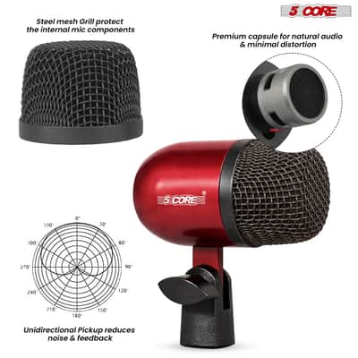 5 Core Conga Mic Snare Tom Set Professional XLR Cardioid Unidirectional Instrument Microphone Kit image 2