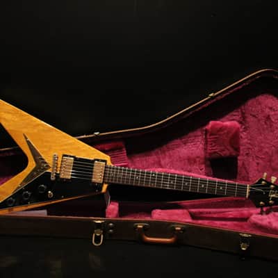 1981/82 Gibson Flying V Heritage Korina Reissue in korina blonde with original case. image 6