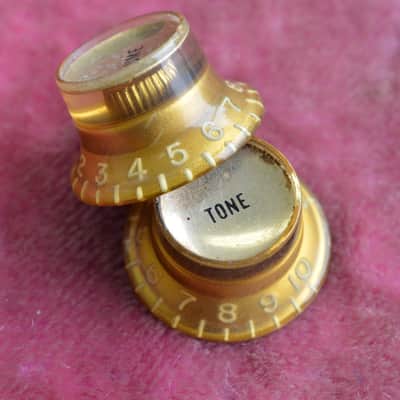 Vintage 1960s Gibson Gold Reflector Knob Set ES-335 SG Standard Custom Les Paul image 7