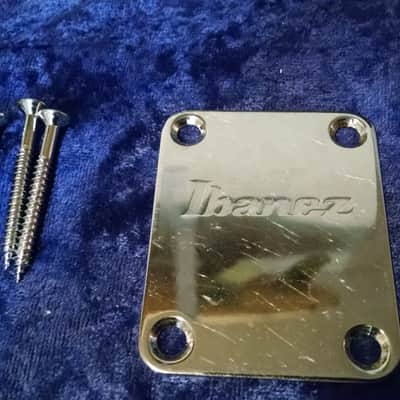 Ibanez neck plate chrome w/screws standard size image 2