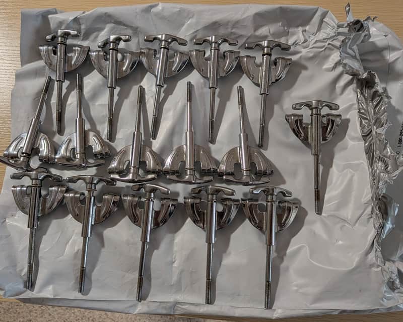 Pearl Drums Export Vintage 1980s Bass Drum Claws and Tension Rod Set of 16 image 1