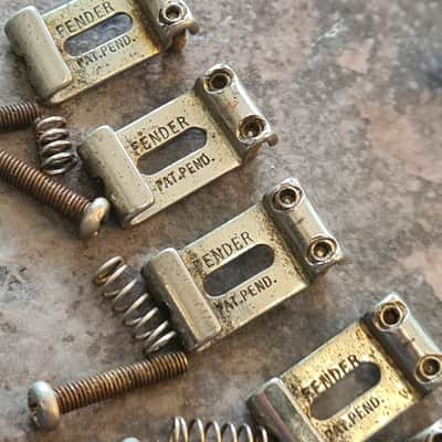 Vintage Fender Stratocaster Tremolo bridge with pat pend saddles . image 10
