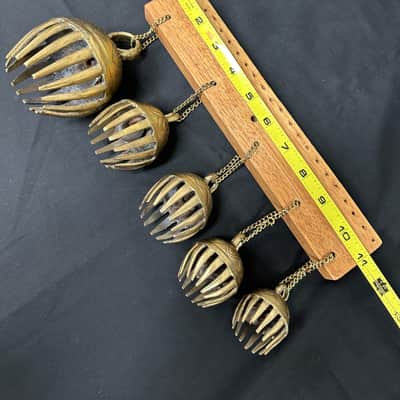Dobani ELPB 5-Piece Elephant Bells on Rack, Solid Brass, Graduated from 1.5"-3" image 13