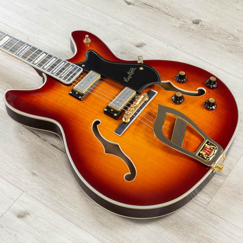 Mint Hagstrom VIK67-G-VSB '67 Viking II Semi-Hollow Guitar, Resinator Fretboard, Vintage Sunburst image 1